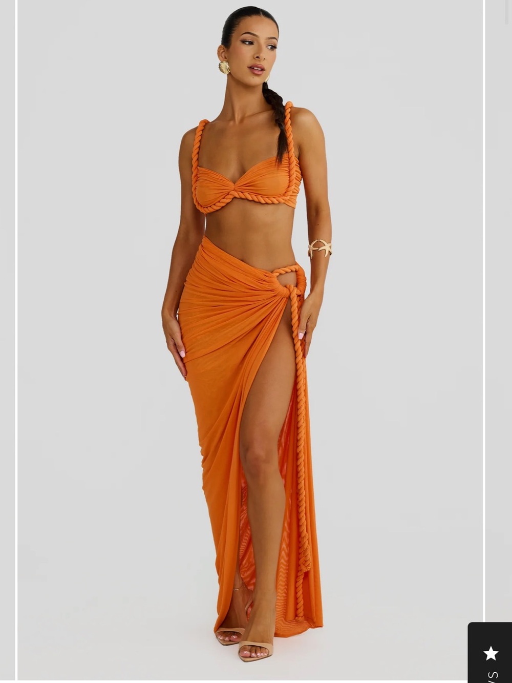 SOLD Two-Piece Ombre Bra Top & Maxi Skirt Set - Burgundy to Orange - Picture 4 of 4